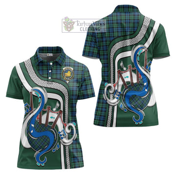 Campbell Ancient 02 Tartan Women's Polo Shirt with Epic Bagpipe Style