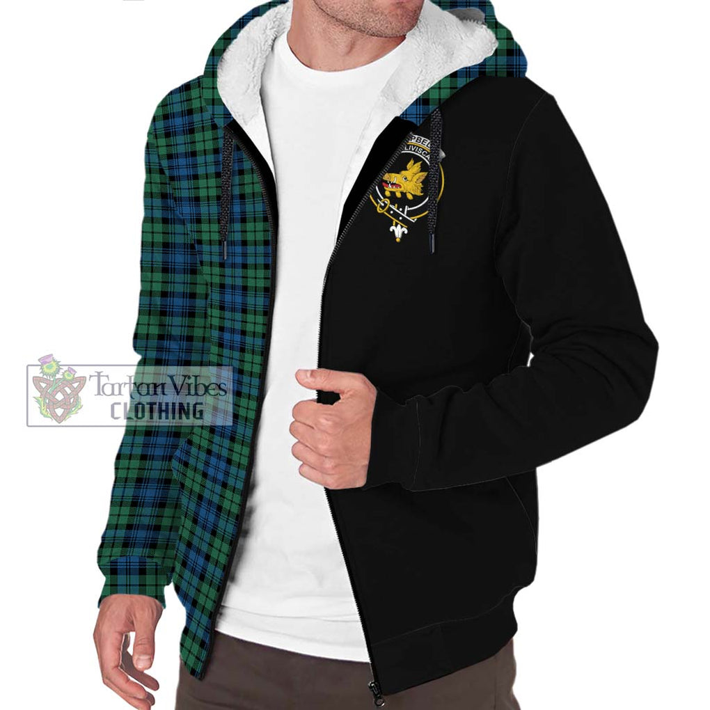 Campbell Ancient 02 Tartan Sherpa Hoodie with Family Crest and Half Of Me Style Unisex S - Tartanvibesclothing Shop