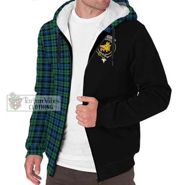 Campbell Ancient 02 Tartan Sherpa Hoodie with Family Crest and Half Of Me Style