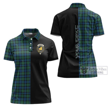 Campbell Ancient 02 Tartan Women's Polo Shirt with Family Crest and Half Of Me Style