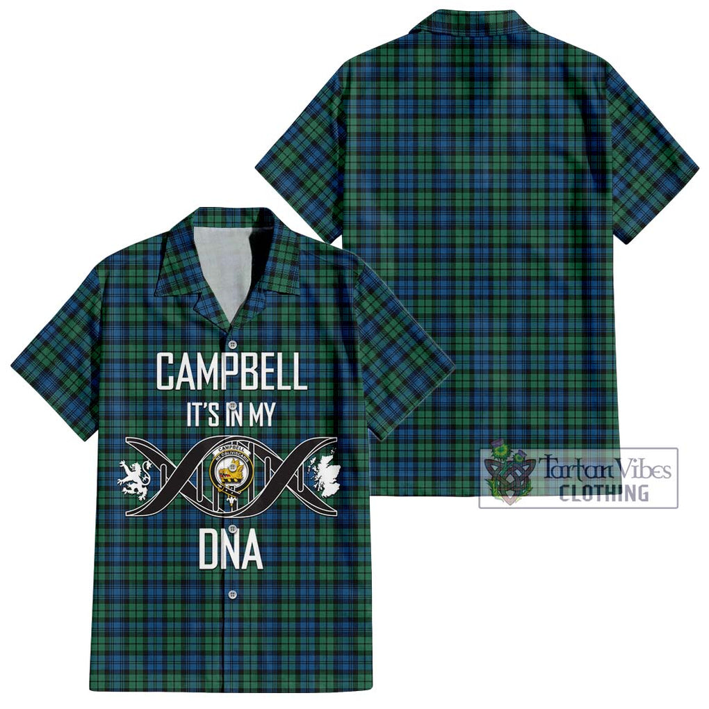 Campbell Ancient 02 Tartan Short Sleeve Button Shirt with Family Crest DNA In Me Style Kid - Tartanvibesclothing Shop