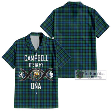 Campbell Ancient 02 Tartan Short Sleeve Button Shirt with Family Crest DNA In Me Style