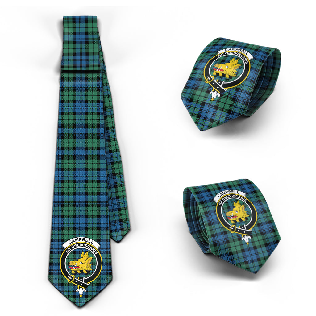 Campbell Ancient 02 Tartan Classic Necktie with Family Crest Necktie One Size - Tartan Vibes Clothing