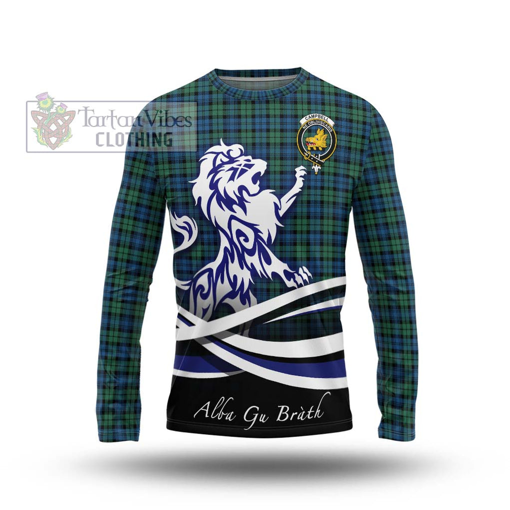 Campbell Ancient 02 Tartan Long Sleeve T-Shirt with Alba Gu Brath Regal Lion Emblem Unisex - Tartanvibesclothing Shop