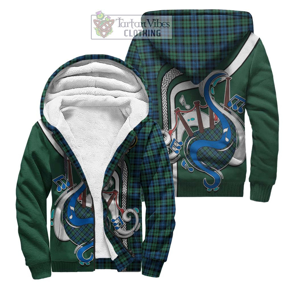 Campbell Ancient 02 Tartan Sherpa Hoodie with Epic Bagpipe Style Unisex S - Tartanvibesclothing Shop