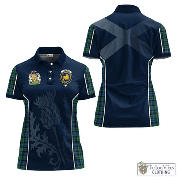 Campbell Ancient 02 Tartan Women's Polo Shirt with Family Crest and Scottish Thistle Vibes Sport Style