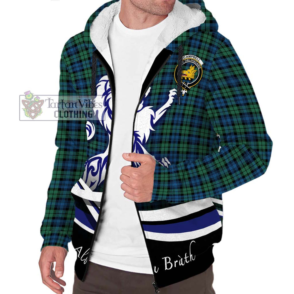 Campbell Ancient 02 Tartan Sherpa Hoodie with Alba Gu Brath Regal Lion Emblem Unisex S - Tartanvibesclothing Shop