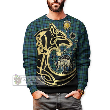 Campbell Ancient 02 Tartan Sweatshirt with Family Crest Celtic Wolf Style