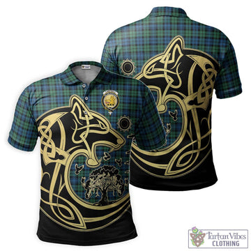 Campbell Ancient 02 Tartan Polo Shirt with Family Crest Celtic Wolf Style