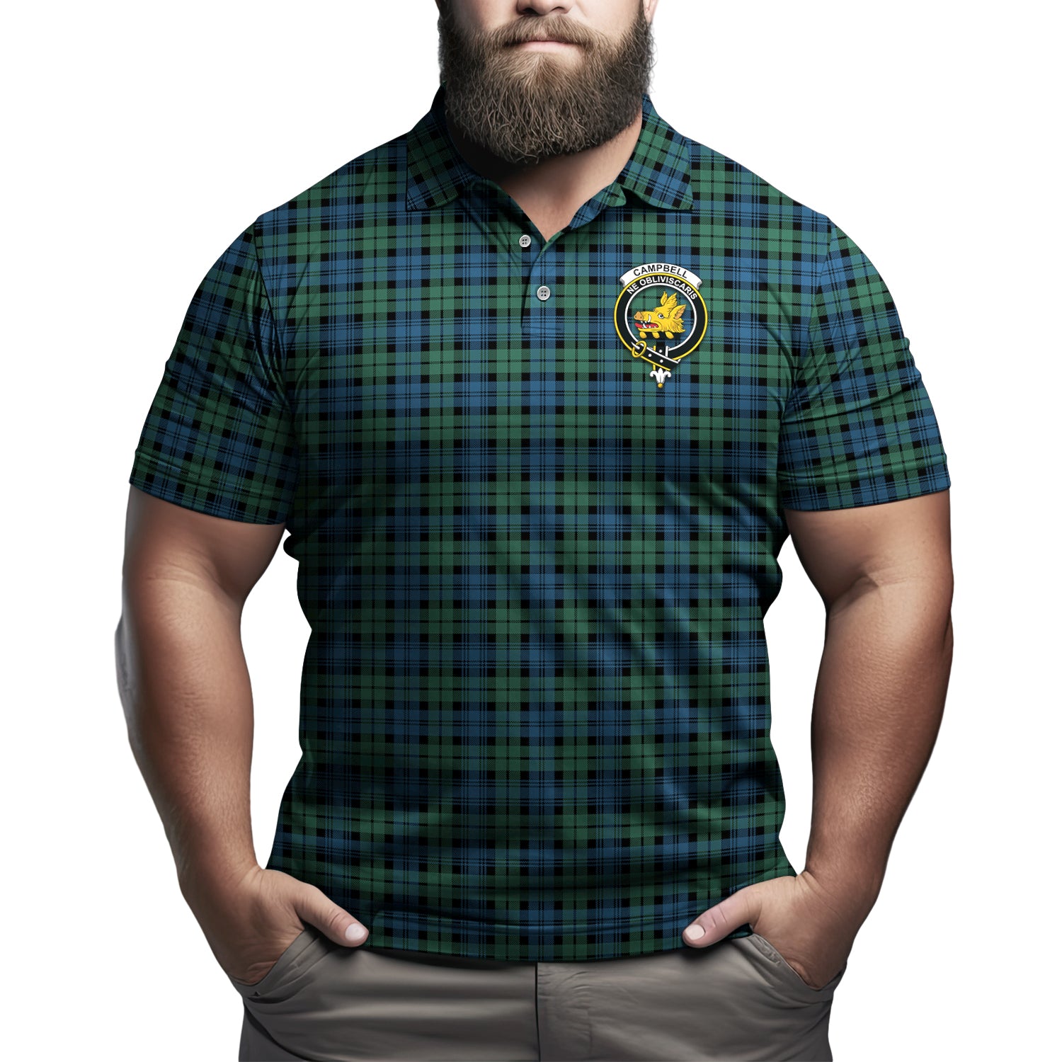 Campbell Ancient 02 Tartan Men's Polo Shirt with Family Crest Kid - Tartan Vibes Clothing