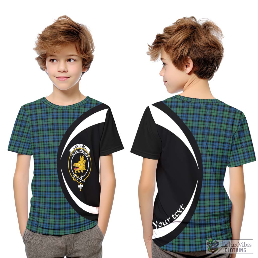 Campbell Ancient 02 Tartan Kid T-Shirt with Family Crest Circle Style Youth XL Size14 - Tartan Vibes Clothing