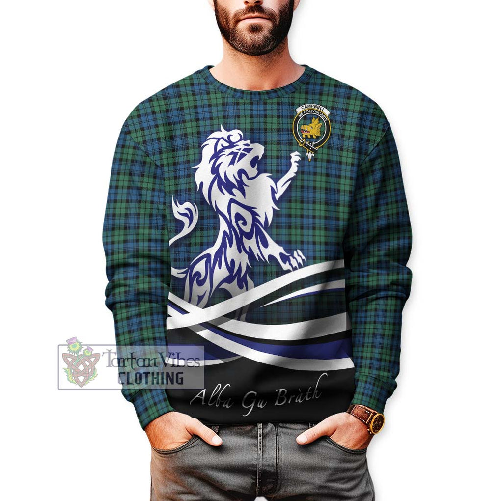 Campbell Ancient 02 Tartan Sweatshirt with Alba Gu Brath Regal Lion Emblem Unisex - Tartanvibesclothing Shop