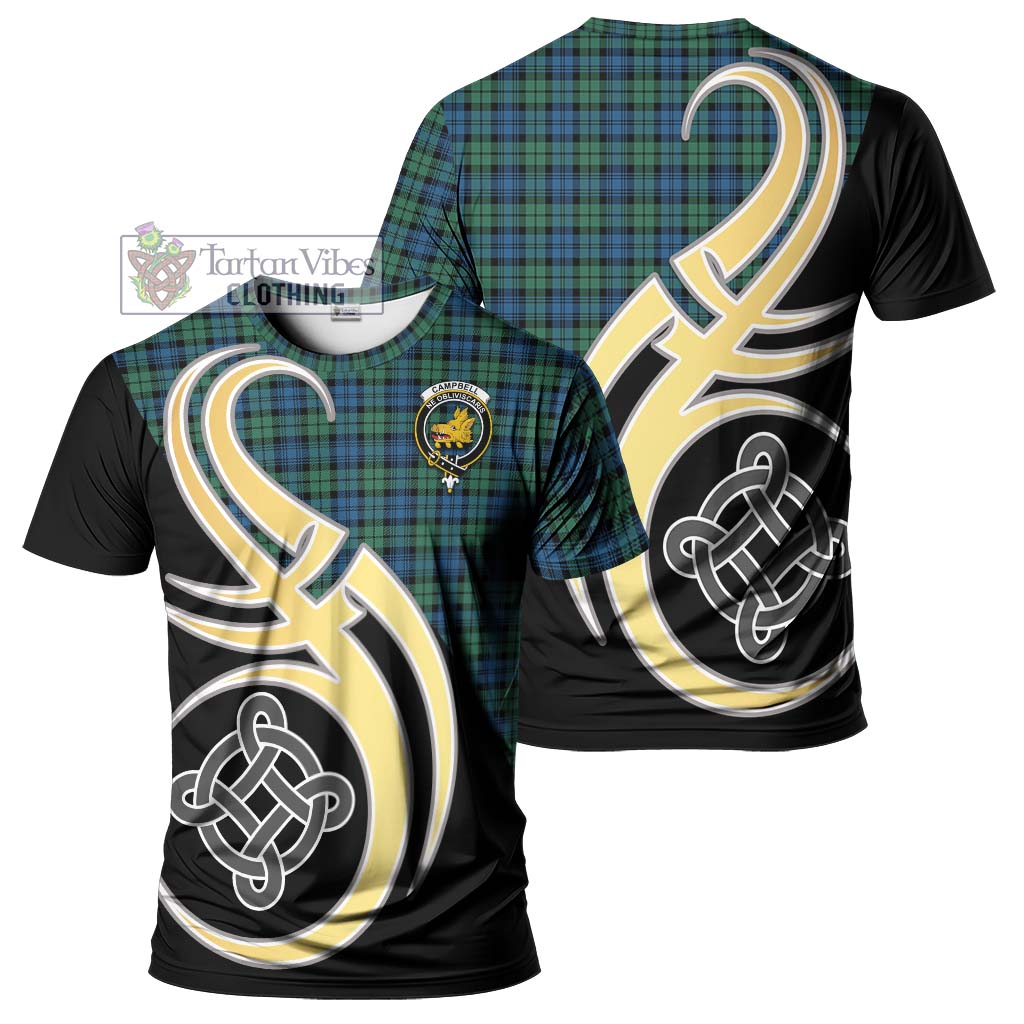 Tartan Vibes Clothing Campbell Ancient 02 Tartan T-Shirt with Family Crest and Celtic Symbol Style