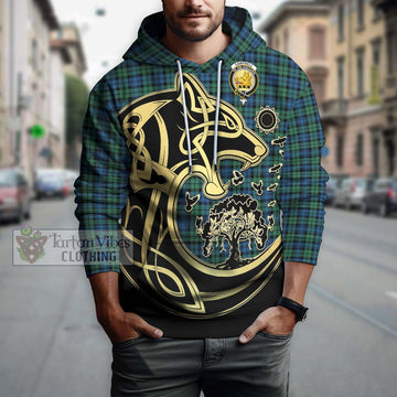 Campbell Ancient 02 Tartan Hoodie with Family Crest Celtic Wolf Style