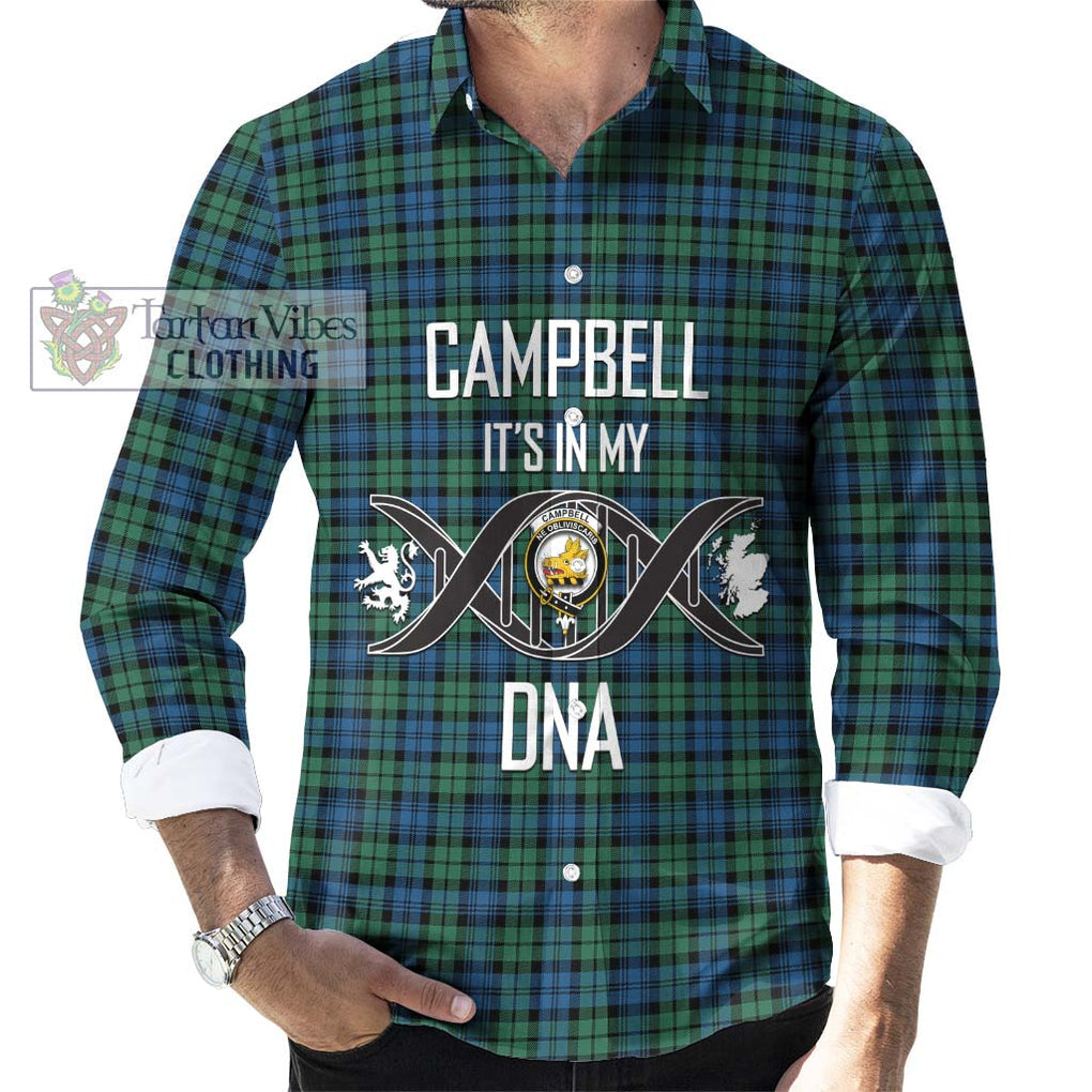 Campbell Ancient 02 Tartan Long Sleeve Button Shirt with Family Crest DNA In Me Style Men's Shirt S - Tartanvibesclothing Shop