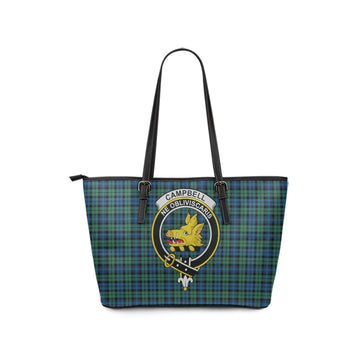 Campbell Ancient 02 Tartan Leather Tote Bag with Family Crest