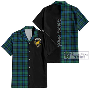 Campbell Ancient 02 Tartan Short Sleeve Button Shirt with Family Crest and Half Of Me Style