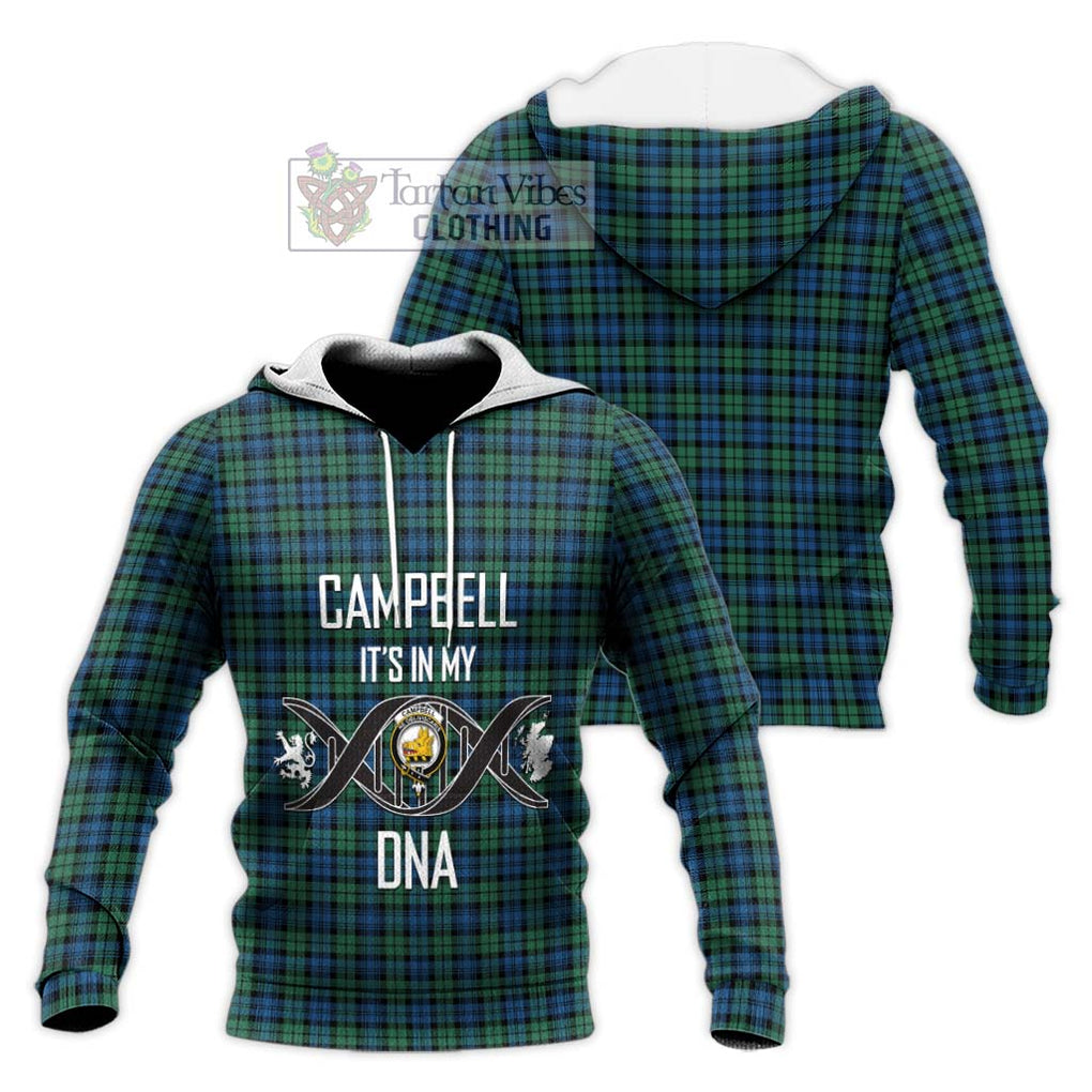 Campbell Ancient 02 Tartan Knitted Hoodie with Family Crest DNA In Me Style Unisex Knitted Pullover Hoodie - Tartanvibesclothing Shop