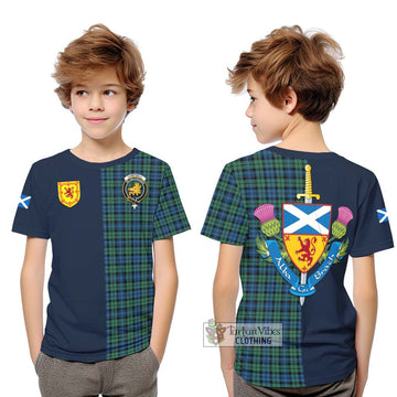 Campbell Ancient 02 Tartan Kid T-Shirt Alba with Scottish Lion Royal Arm Half Style