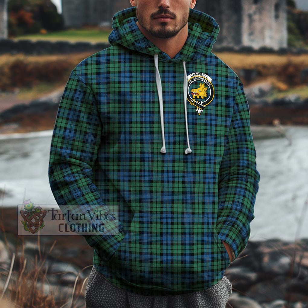 Campbell Ancient 02 Tartan Cotton Hoodie with Family Crest Pullover Hoodie XS - Tartan Vibes Clothing