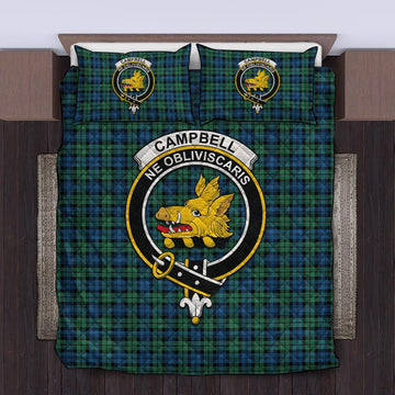 Campbell Ancient 02 Tartan Quilt Bed Set with Family Crest