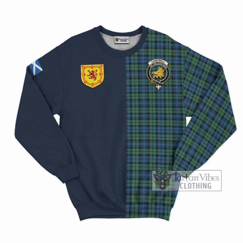 Tartan Vibes Clothing Campbell Ancient 02 Tartan Sweatshirt with Scottish Lion Royal Arm Half Style