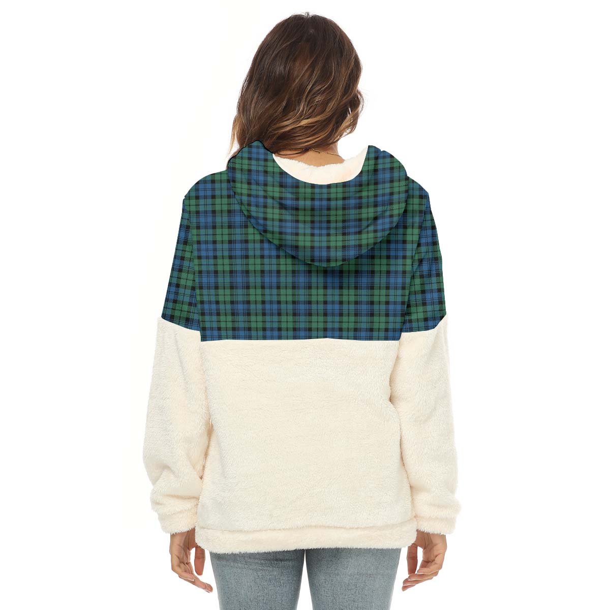 Campbell Ancient 02 Tartan Women's Borg Fleece Hoodie With Half Zip with Family Crest - Tartan Vibes Clothing