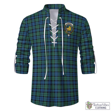 Campbell Ancient 02 Tartan Men's Scottish Traditional Jacobite Ghillie Kilt Shirt with Family Crest