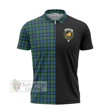 Campbell Ancient 02 Tartan Zipper Polo Shirt with Family Crest and Half Of Me Style