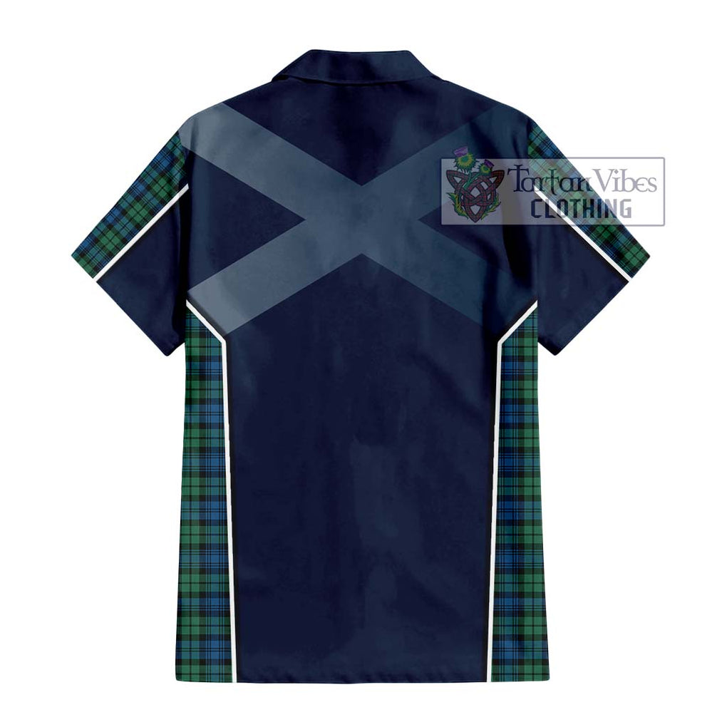 Campbell Ancient 02 Tartan Short Sleeve Button Shirt with Family Crest and Lion Rampant Vibes Sport Style - Tartan Vibes Clothing