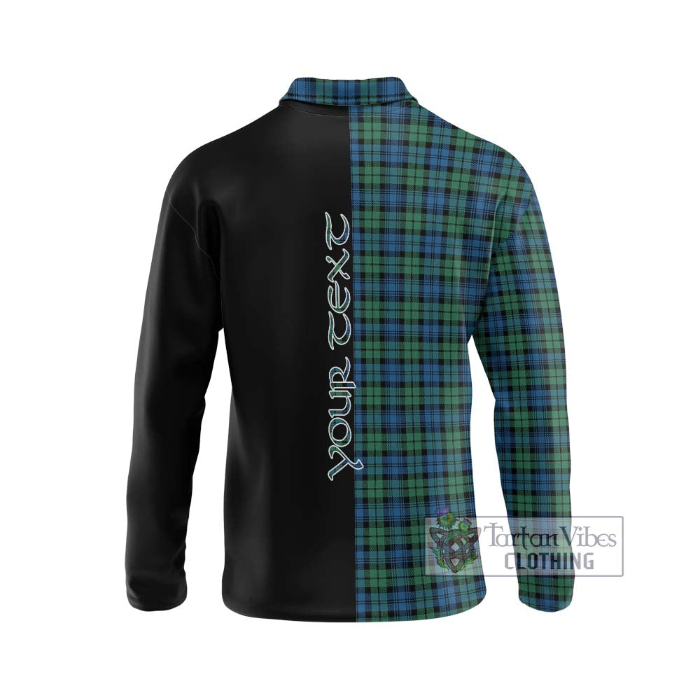 Campbell Ancient 02 Tartan Long Sleeve Polo Shirt with Family Crest and Half Of Me Style - Tartanvibesclothing Shop