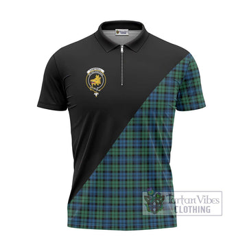 Campbell Ancient 02 Tartan Zipper Polo Shirt with Family Crest and Military Logo Style