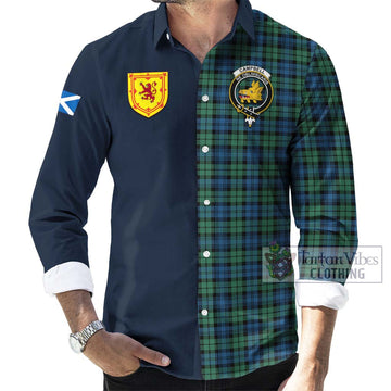 Campbell Ancient 02 Tartan Long Sleeve Button Shirt Alba with Scottish Lion Royal Arm Half Style