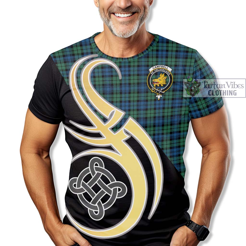 Tartan Vibes Clothing Campbell Ancient 02 Tartan T-Shirt with Family Crest and Celtic Symbol Style