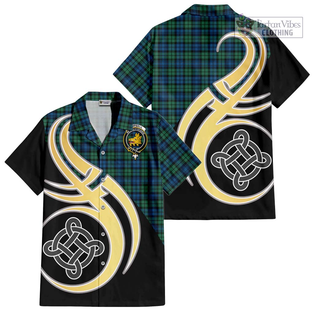 Campbell Ancient 02 Tartan Short Sleeve Button Shirt with Family Crest and Celtic Symbol Style - Tartan Vibes Clothing