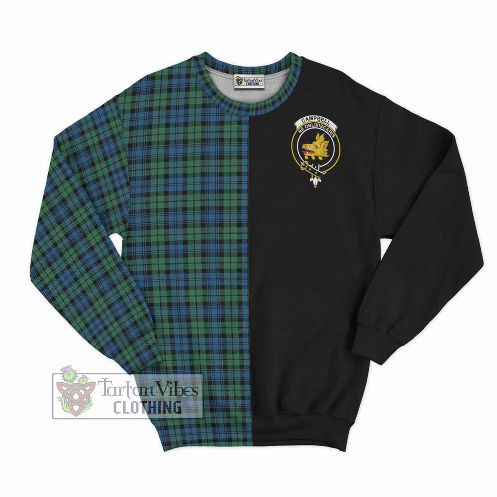 Campbell Ancient 02 Tartan Sweatshirt with Family Crest and Half Of Me Style - Tartanvibesclothing Shop