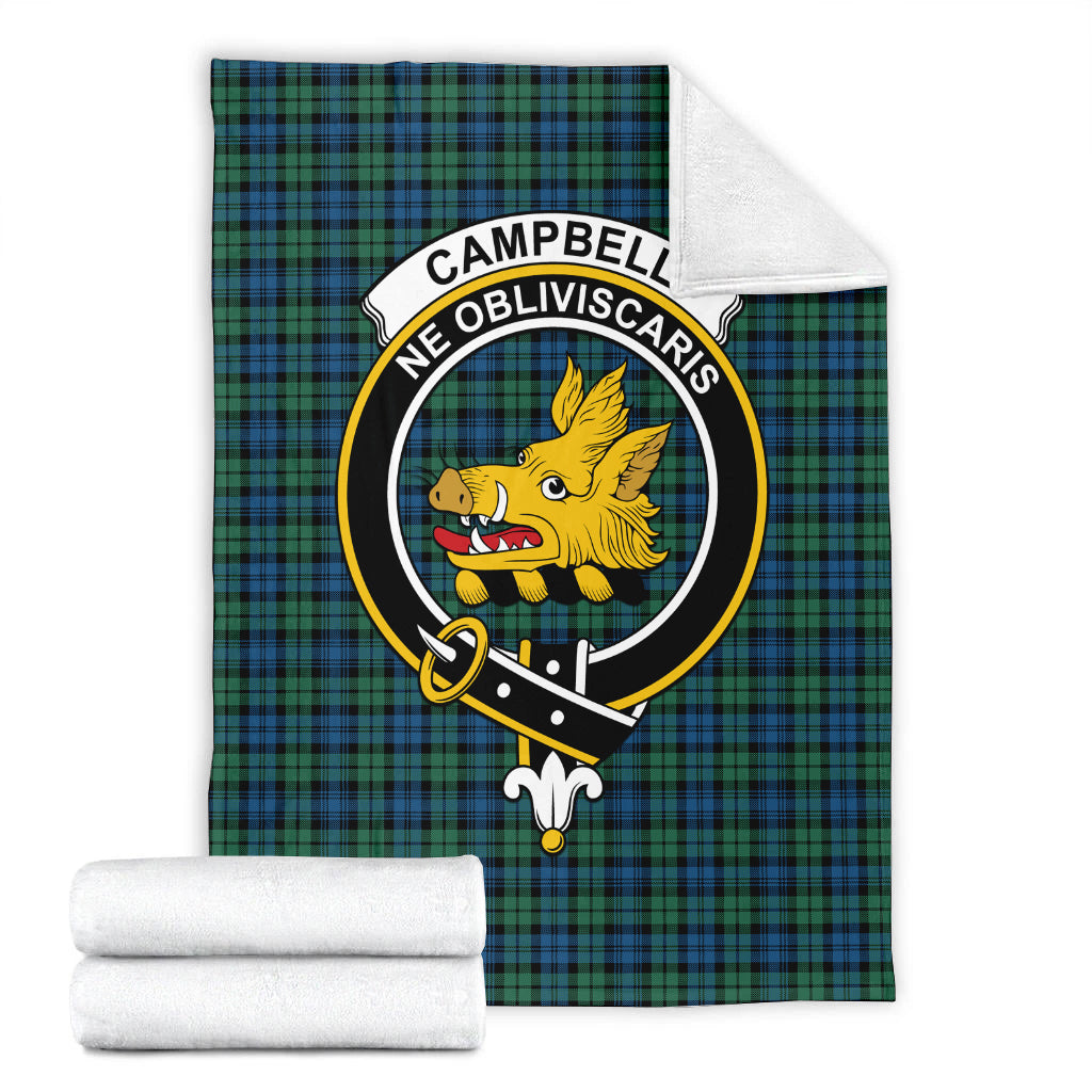 Campbell Ancient 02 Tartan Blanket with Family Crest - Tartan Vibes Clothing