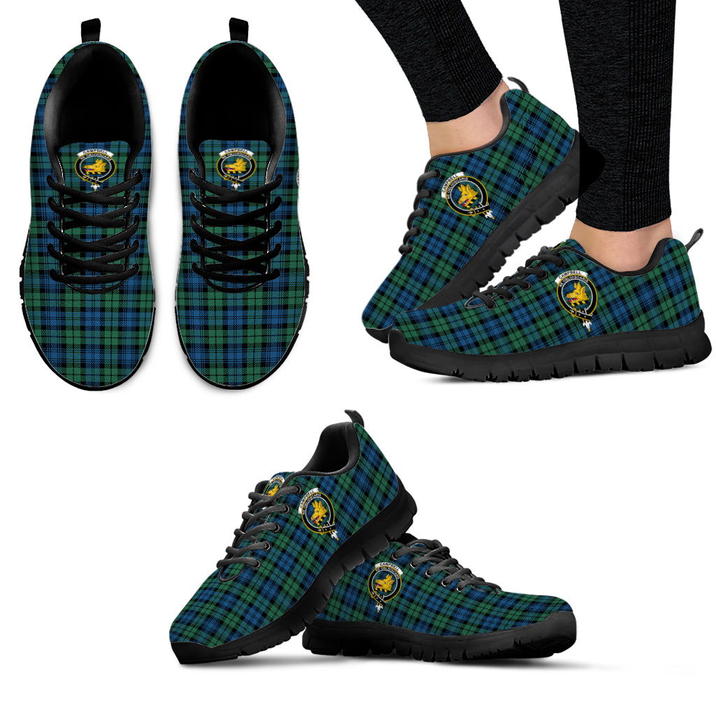 Campbell Ancient 02 Tartan Sneakers with Family Crest - Tartan Vibes Clothing