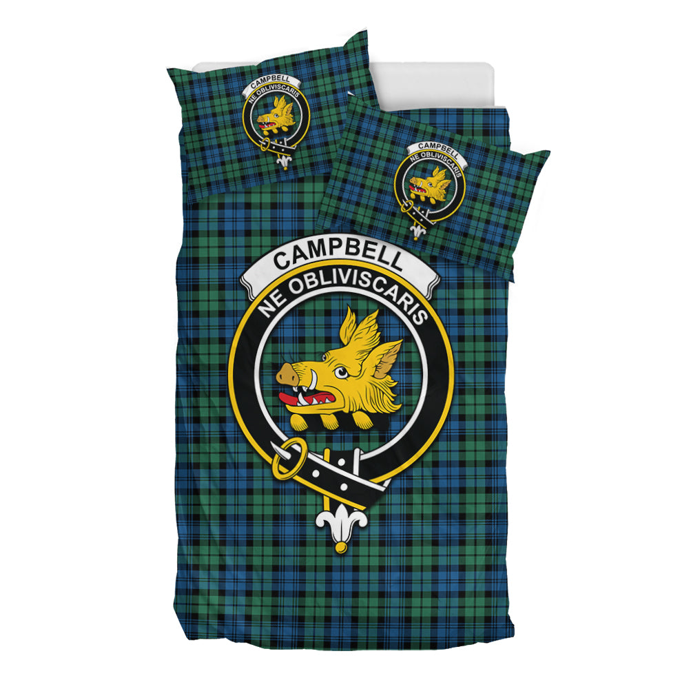 Campbell Ancient 02 Tartan Bedding Set with Family Crest - Tartan Vibes Clothing