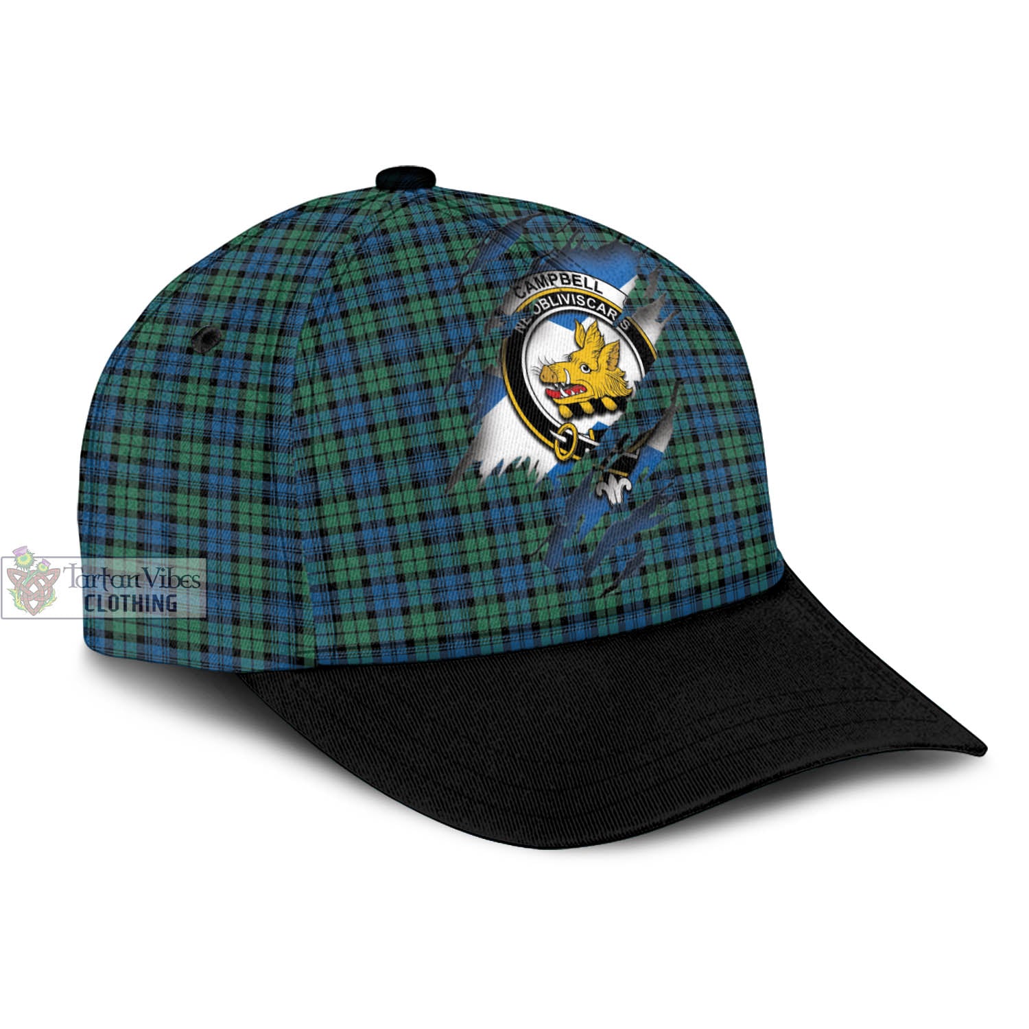 Tartan Vibes Clothing Campbell Ancient 02 Tartan Classic Cap with Family Crest In Me Style