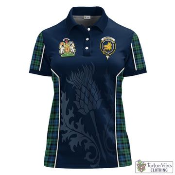 Campbell Ancient 02 Tartan Women's Polo Shirt with Family Crest and Scottish Thistle Vibes Sport Style