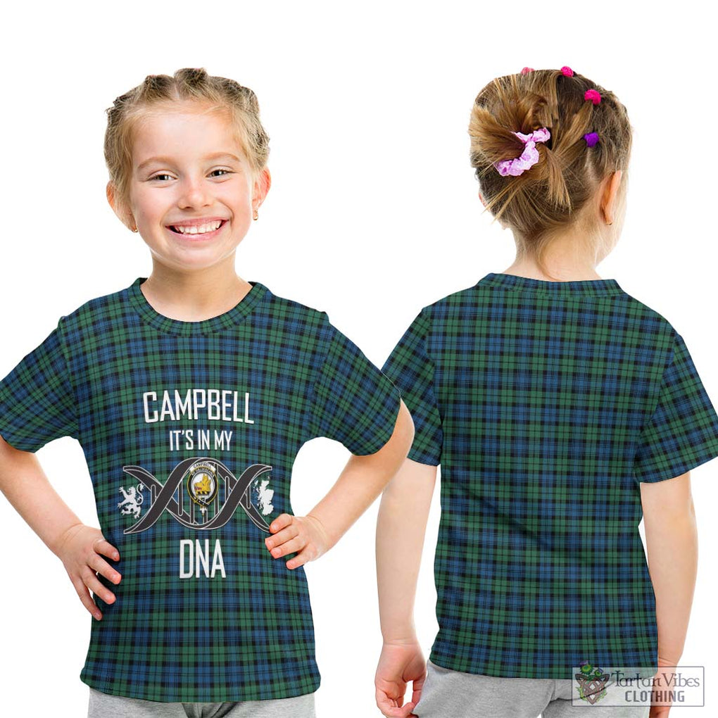 Campbell Ancient 02 Tartan Kid T-Shirt with Family Crest DNA In Me Style - Tartanvibesclothing Shop