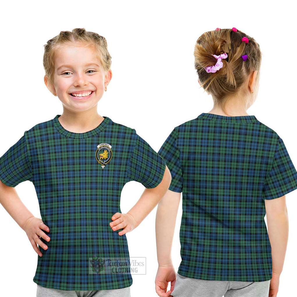 Campbell Ancient 02 Tartan Kid T-Shirt with Family Crest - Tartanvibesclothing Shop