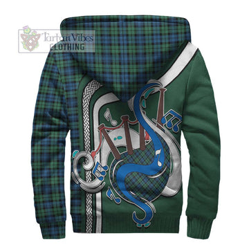 Campbell Ancient 02 Tartan Sherpa Hoodie with Epic Bagpipe Style