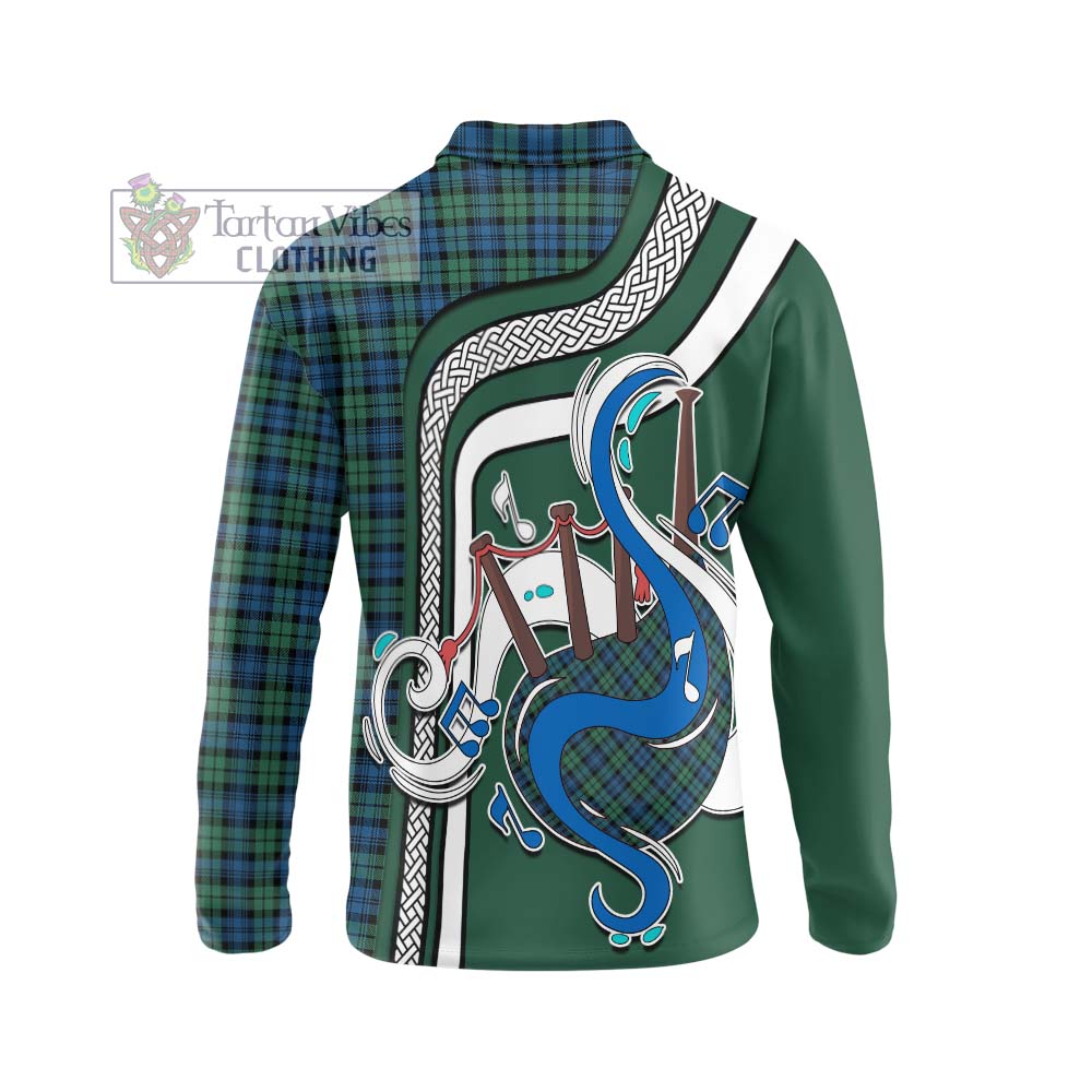 Tartan Vibes Clothing Campbell Ancient 02 Tartan Long Sleeve Polo Shirt with Epic Bagpipe Style