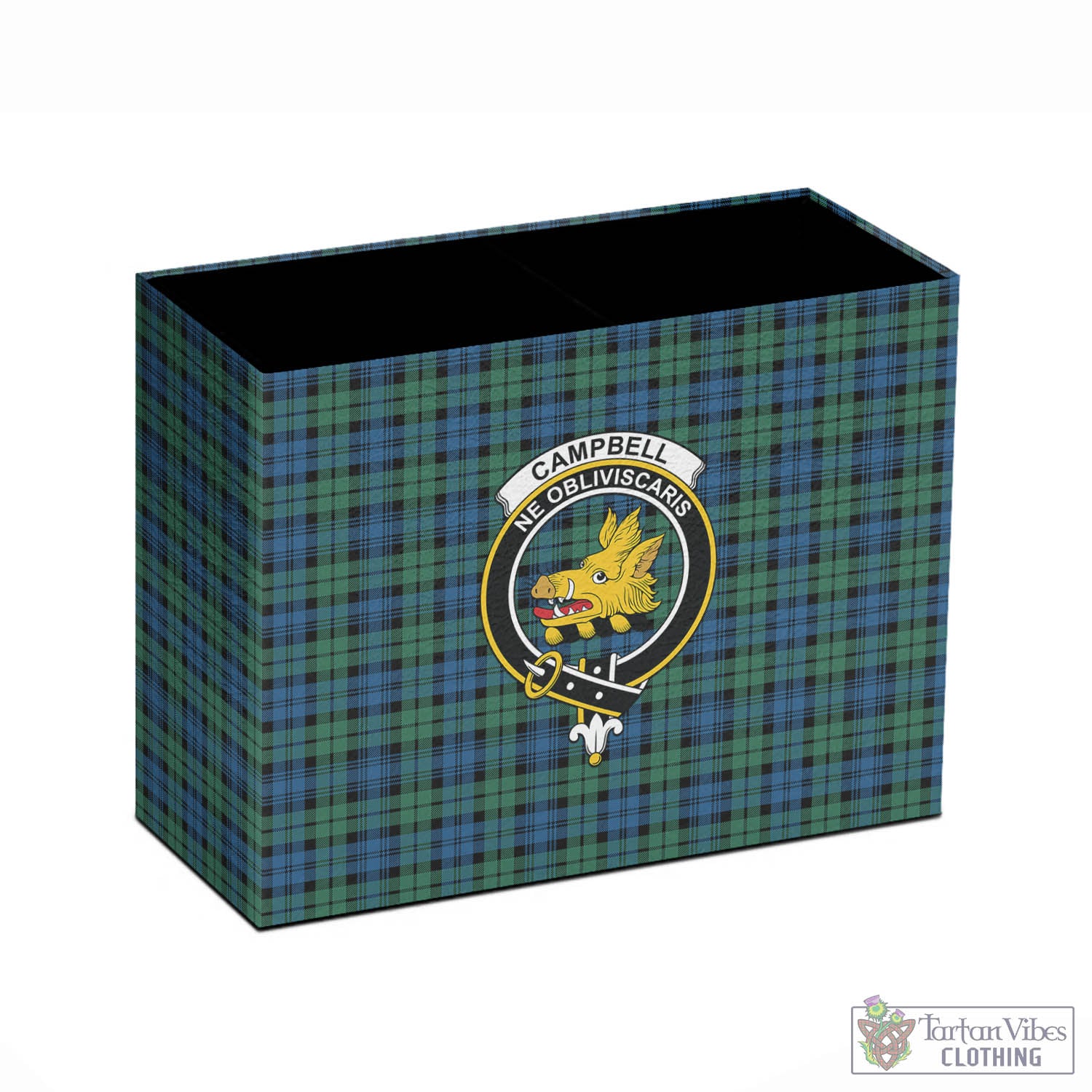 Tartan Vibes Clothing Campbell Ancient 02 Tartan Pen Holder with Family Crest