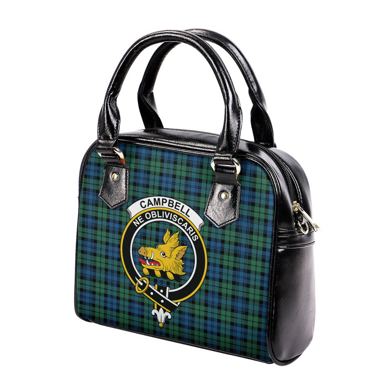 Campbell Ancient 02 Tartan Shoulder Handbags with Family Crest - Tartanvibesclothing