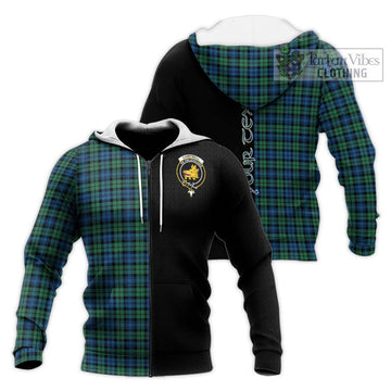 Campbell Ancient 02 Tartan Knitted Hoodie with Family Crest and Half Of Me Style