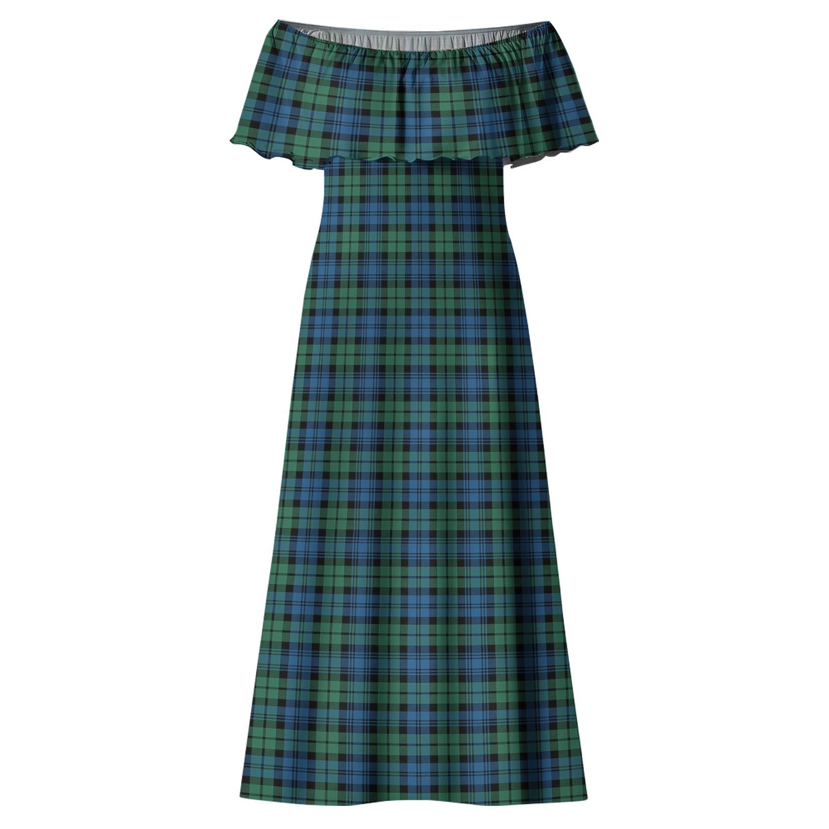 Campbell Ancient #02 Tartan Off Shoulder Long Dress - Tartanvibesclothing