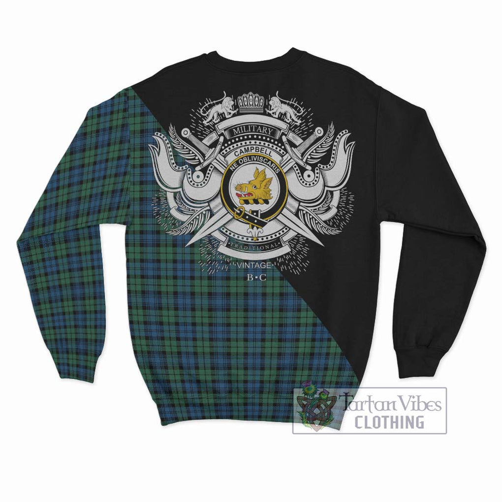 Campbell Ancient 02 Tartan Sweatshirt with Family Crest and Military Logo Style - Tartanvibesclothing Shop